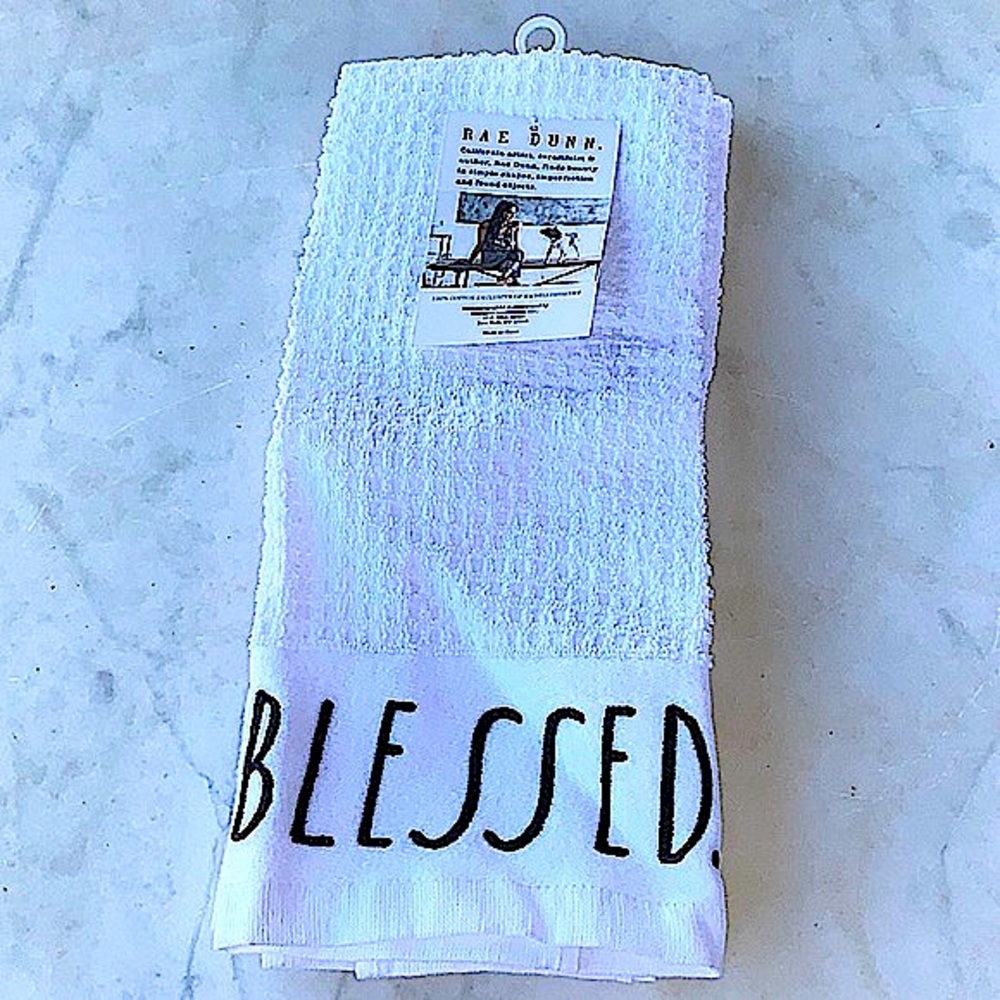 RAE DUNN KITCHEN TOWELS BLESSED GRATEFUL SET/2 NEW
